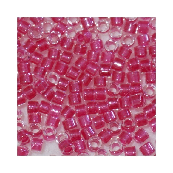 5 grammes of Size 11 Delica DB914 Sparkling Dark Pink Lined Crystal
